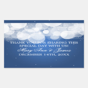 Sticker Rectangulaire Mariage Favor Balise Lumineuse & Étincelle Bleue