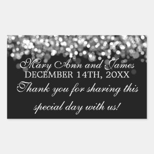 Sticker Rectangulaire Mariage Favor Tag Magique Lumières Argent