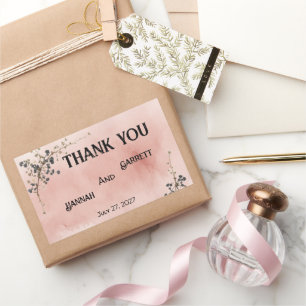 Sticker Rectangulaire Mariage floral botanique rose poussiéreux
