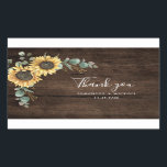 Sticker Rectangulaire Mariage floral de tournesol Merci rustique<br><div class="desc">Créez un floral de tournesol moderne favorise les autocollants avec ce modèle mignon avec un beau bouquet floral rustique, avec une typographie simple moderne. CONSEIL : Des cartes de suite mariage comme RSVP, des programmes de mariage, des bannières, des tapisseries, des étiquettes cadeaux, des affiches, et d'autres cadeaux et cadeaux...</div>