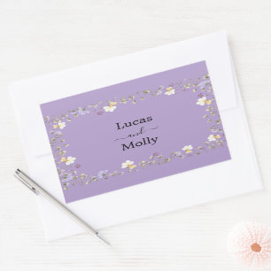 Sticker Rectangulaire Mariage Floral d'Été Fleur Sauvage Violette
