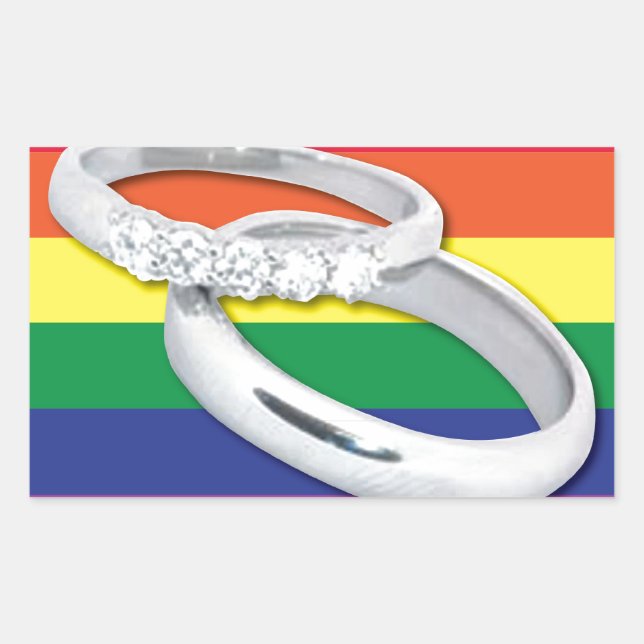 Sticker Rectangulaire Mariage gay lesbien (Devant)
