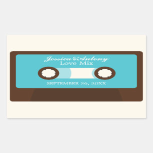Sticker Rectangulaire Mariage Mixtape rétro