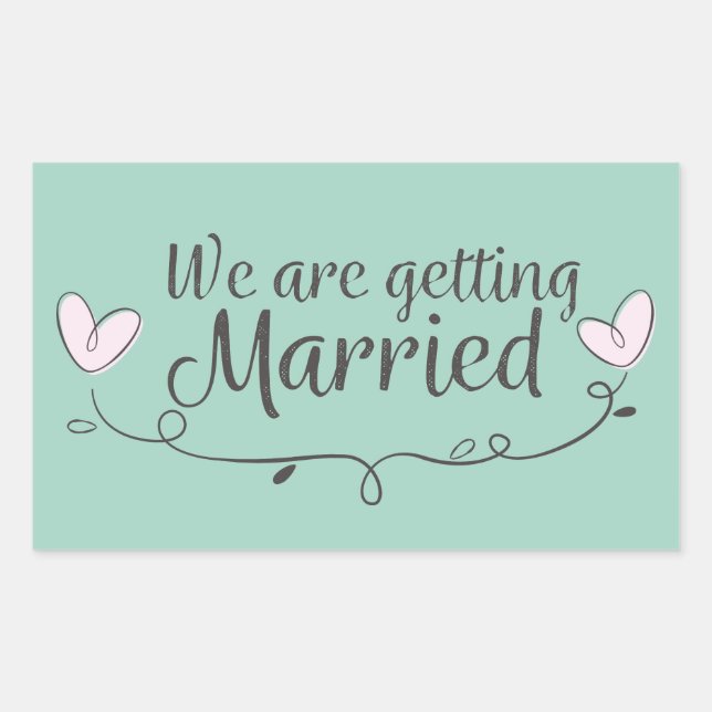 Sticker Rectangulaire Mariage Moderne Nous Nous Marions Doodle (Devant)