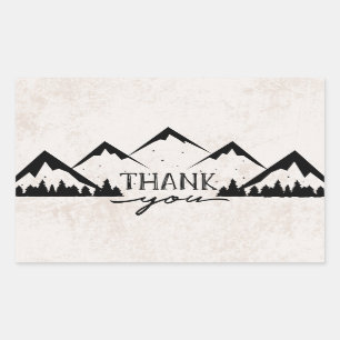 Sticker Rectangulaire Mariage Montagnes Aventure Commence Remerciements