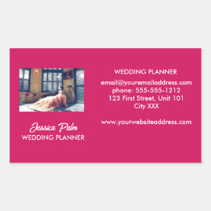 Sticker Rectangulaire Mariage photo personnalisé rose