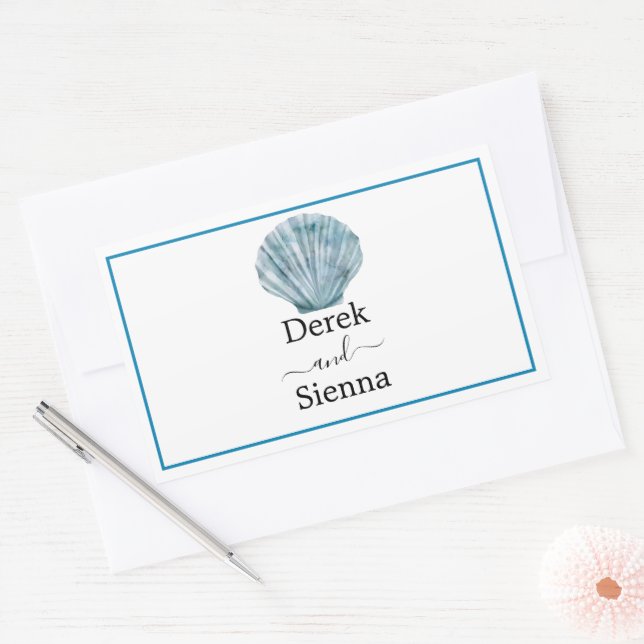 Sticker Rectangulaire Mariage vintage Turquoise bleu simple (Enveloppe)