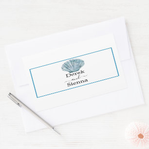 Sticker Rectangulaire Mariage vintage Turquoise bleu simple