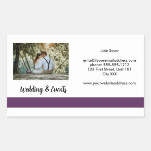 Sticker Rectangulaire Mariage violet et blanc