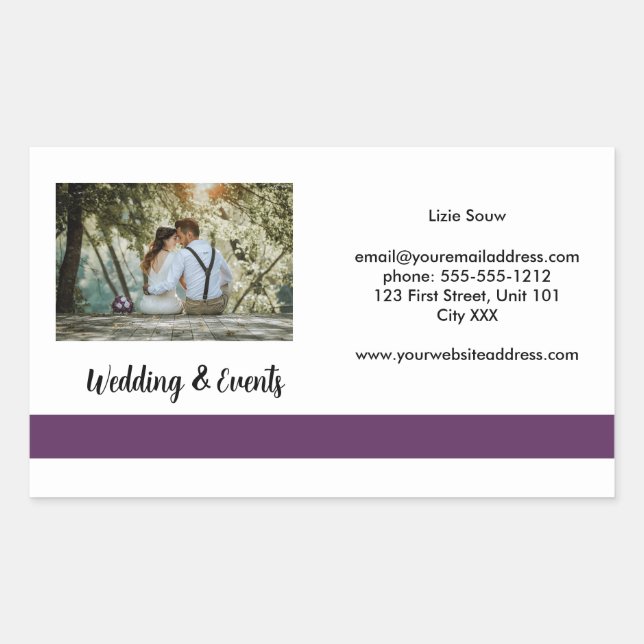 Sticker Rectangulaire Mariage violet et blanc (Devant)
