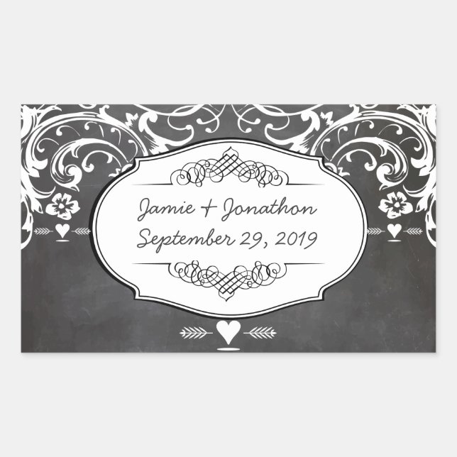 Sticker Rectangulaire Mariages de typographie de tableau noir (Devant)