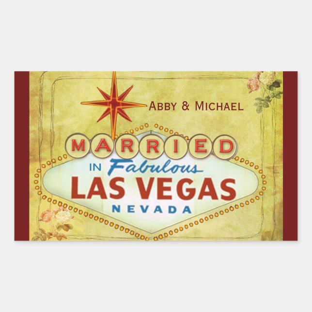 Sticker Rectangulaire Marié dans Fabulous Las Vegas - Vintage (Devant)