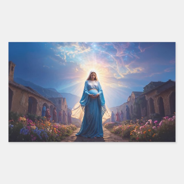 Sticker Rectangulaire Marie de Nazareth marchant seule (Devant)