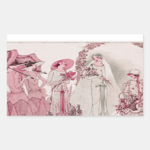 Sticker Rectangulaire Mariée et membres du personnel