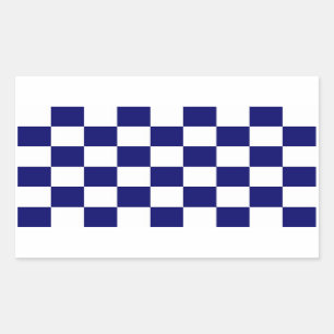 Sticker Rectangulaire Marine Checkered et blanc