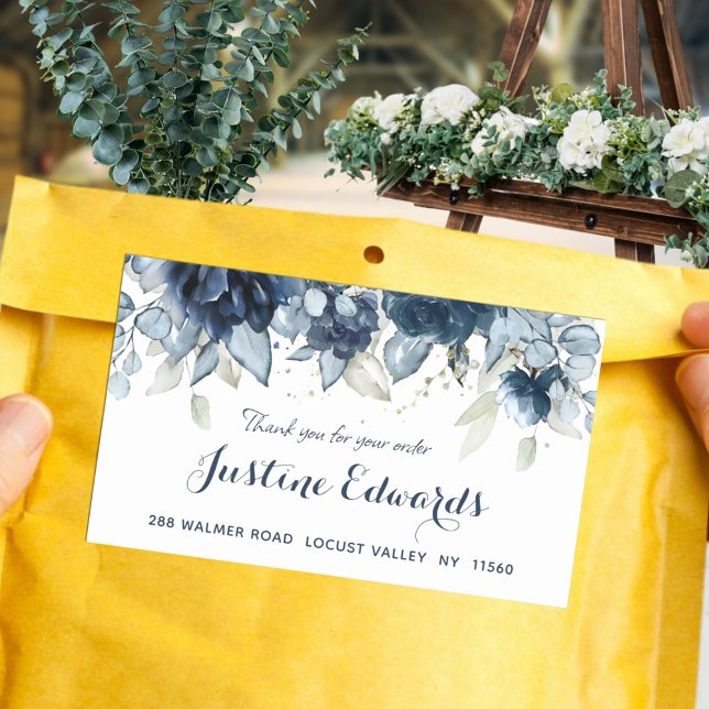 Sticker Rectangulaire Marine Peony Silver Dusty Blue Eucalyptus (Créateur téléchargé)