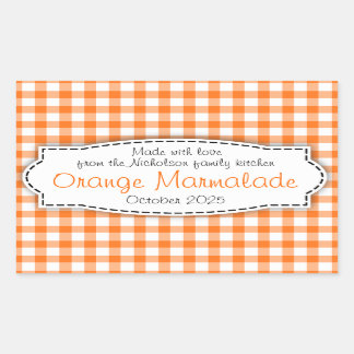 Sticker Rectangulaire Marmelade d'orange en vichy chèque alimentaire éti