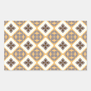 Sticker Rectangulaire Marocain Motif en carrelage Floral Apricot Mauve