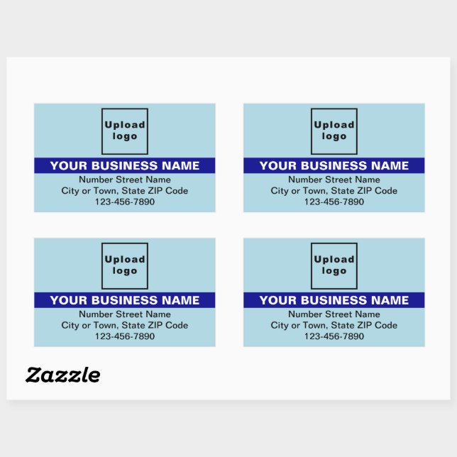Sticker Rectangulaire Marque d'affaires avec surbrillance sur bleu clair (Feuille)