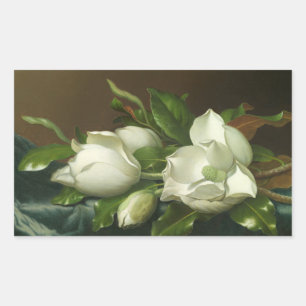 Sticker Rectangulaire Martin Johnson Heade - Magnolias sur le bleu clair