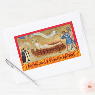 Sticker Rectangulaire Martyre du Saint-Laurent, avec deux religieuses (M