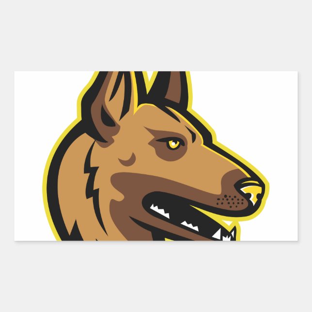 Sticker Rectangulaire Mascotte de chien malinois belge (Devant)