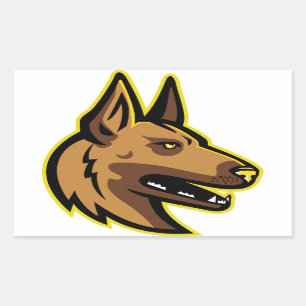 Sticker Rectangulaire Mascotte de chien malinois belge