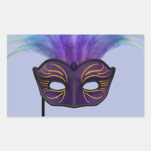 Sticker Rectangulaire Masque de mascarade violet pour la fête du carnava