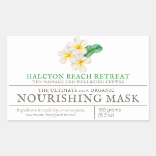 Sticker Rectangulaire Masque ou autre produit de beauté frangipani art