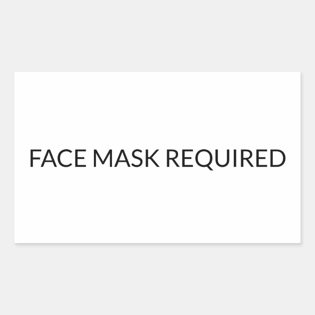 Sticker Rectangulaire Masque visage Requis noir et blanc simple (Devant)