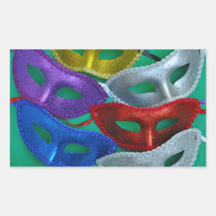 Sticker Rectangulaire Masques de parties scintillant colorés