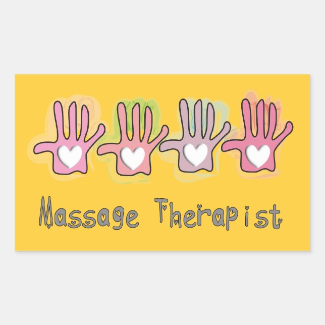 Sticker Rectangulaire Massage Thérapiste 'Mains" Cadeaux Design (Devant)