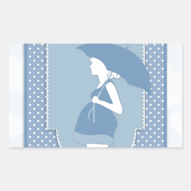 Sticker Rectangulaire maternité bleue (Devant)