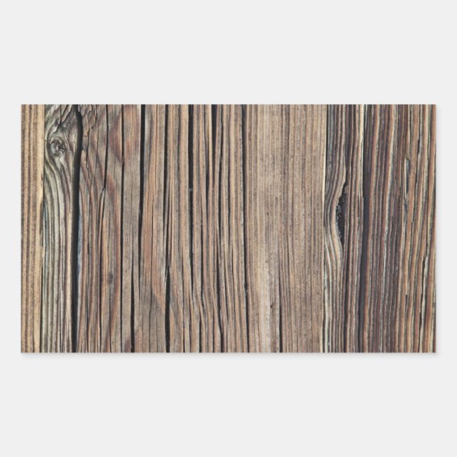 Sticker Rectangulaire Matrices de Weathered Wood (Devant)