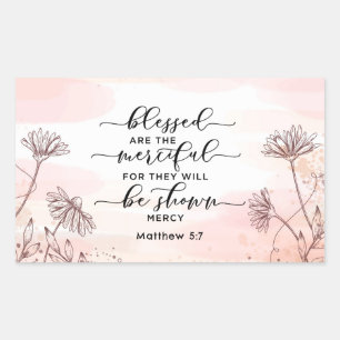 Sticker Rectangulaire Matthieu 5:7 Heureux sont la Bible Miséricordieuse