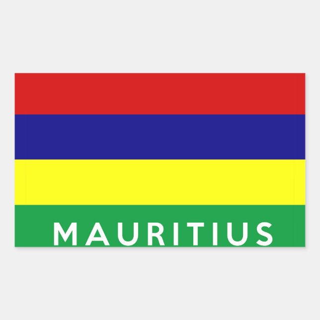 Sticker Rectangulaire mauritius nom du symbole du drapeau du pays (Devant)