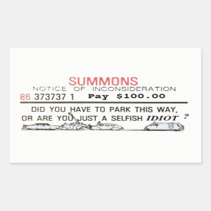 Sticker Rectangulaire Mauvaise sommation de stationnement