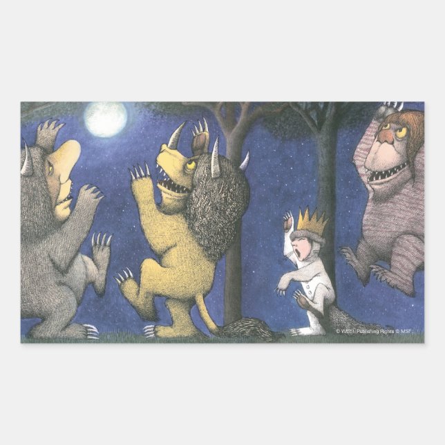 Sticker Rectangulaire Max et les créatures sauvages dansant au clair de  (Devant)