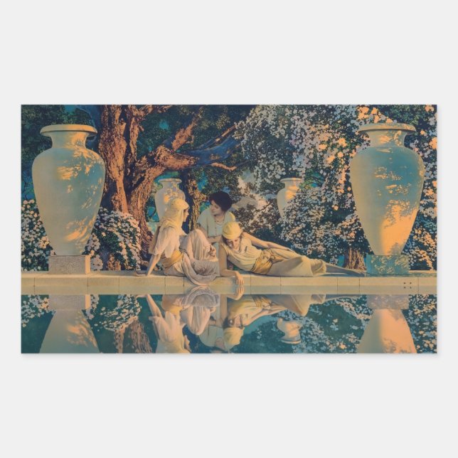 Sticker Rectangulaire Maxfield Parrish Le Jardin d'Allah 1918 Beaux-Arts (Devant)
