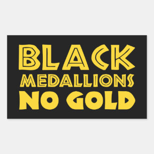 STICKER RECTANGULAIRE MÉDALLIONS NOIRES PAS D'OR