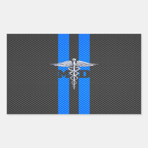 Sticker Rectangulaire Médecin Médicale MD Caduceus sur l'impression de