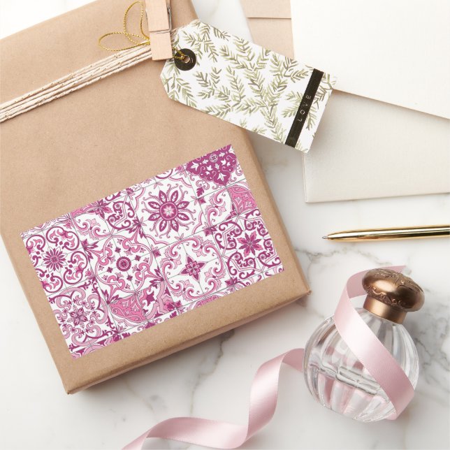 Sticker Rectangulaire Mediterranean hues/ Azulejo tiles (Cadeaux)