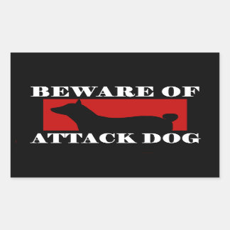 Sticker Rectangulaire Méfiez-vous des chiens d'attaque - Basenji
