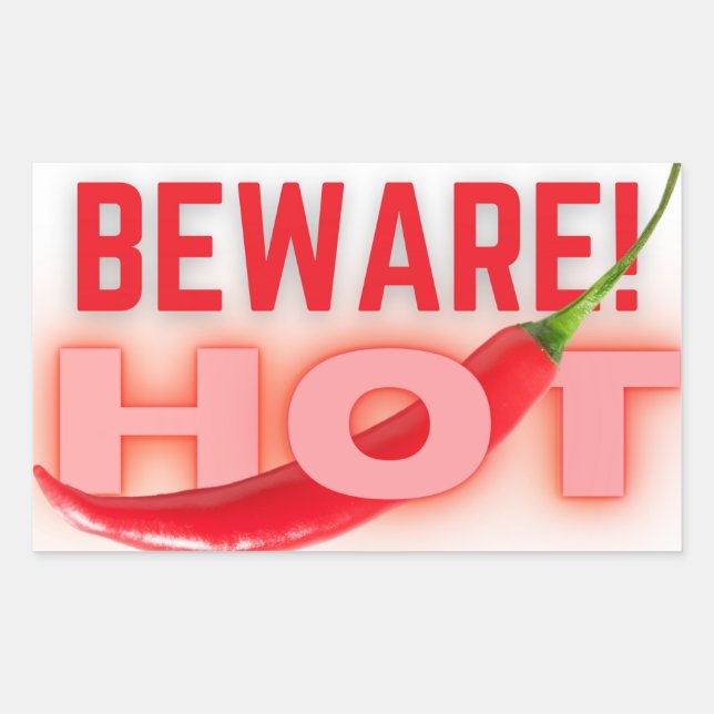 Sticker Rectangulaire Méfiez-vous du chaud (Devant)