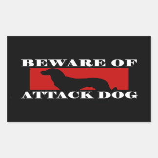 Sticker Rectangulaire Méfiez-vous du chien attaquant - Chien berger anat
