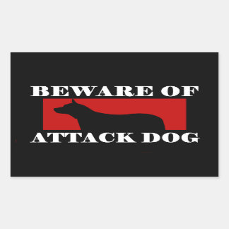 Sticker Rectangulaire Méfiez-vous du chien d'attaque - Chien de bétail a