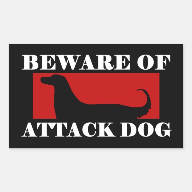 Sticker Rectangulaire Méfiez-vous du chien d'attaque - Hound Afghan (Devant)