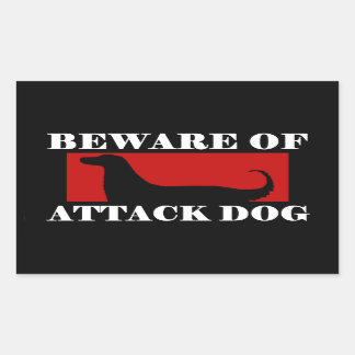 Sticker Rectangulaire Méfiez-vous du chien d'attaque - Hound Afghan