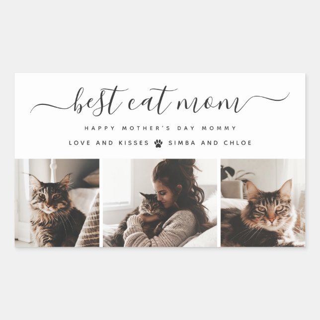 Sticker Rectangulaire Meilleur Chat Maman : Custom Mother's Day Photo de (Devant)