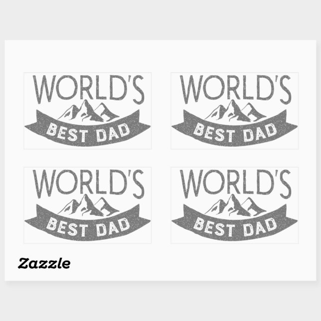 Sticker Rectangulaire Meilleure Fête des pères papa du monde (Feuille)